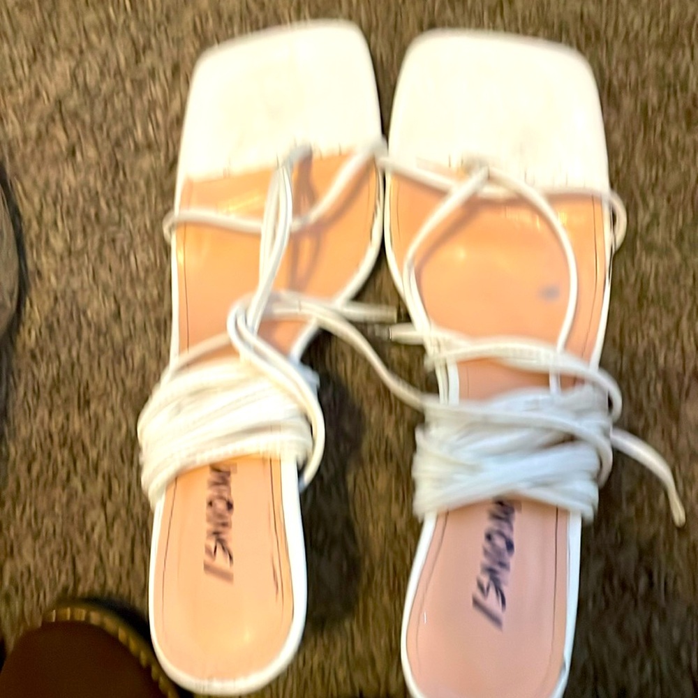 Tie up string heels white size 11 retail
